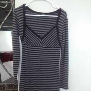 BLACK AND DARK GRAY STRIPPED DRESS